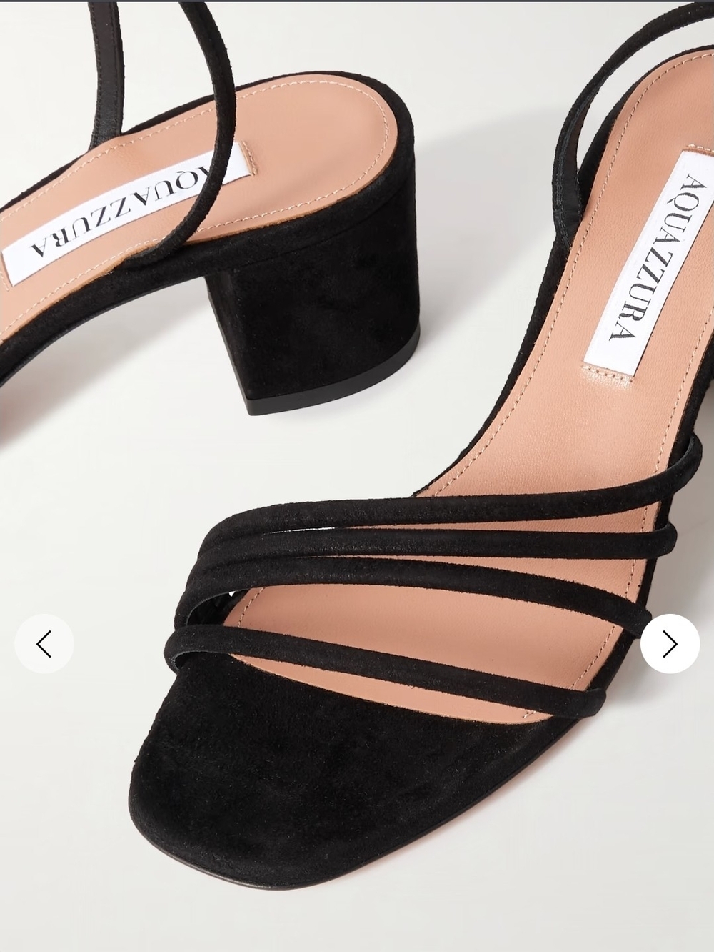Aquazzura Black Suede Multi-Strap Block Heel Sandals